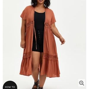 AUBURN GAUZE CROCHET DUSTER KIMONO